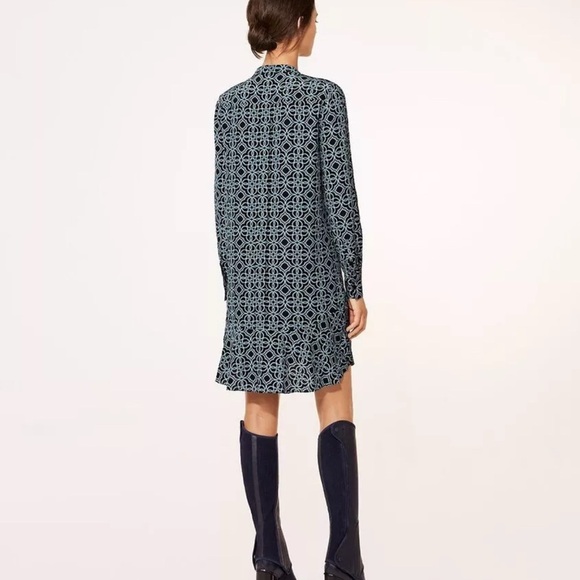 Tory Burch Massey Silk Shirt Dress Black Pompidou Tunic , Size Medium - Picture 2 of 8